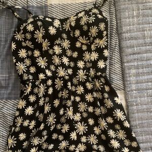 Elegant Daisy Print Black Jumpsuit